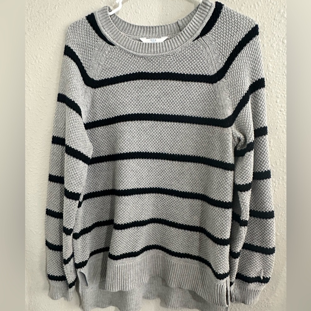 Time and Tru Gray and Black Striped Sweater